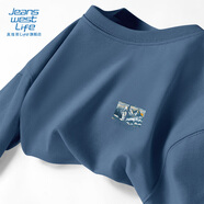 JEANSWEST LIFE真維斯港風(fēng)重磅t恤男春秋潮牌純棉長(cháng)袖男士休閑寬松圓領(lǐng)套頭衫