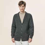 thombnail靜奢風(fēng)男裝翻領(lǐng)針織衫開衫歐美休閑青果領(lǐng)全棉毛衫毛衣秋季外套 深灰色 厚款 2XL