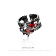 耀晨小眾紅色鋯石戒指男女朋克暗黑復古個(gè)性鏤空設計節食指戒 黑色款戒指【開(kāi)口節】 普通包裝