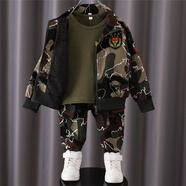 巴妮巴妮（Banibani）兒童迷彩服套裝男童新款軍訓(xùn)服女童衣服春秋季童裝外套帥氣春季潮 軍綠三件套 130碼建議120厘米身高左右