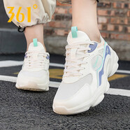 361°女鞋運動(dòng)鞋跑步鞋2025年冬季361度網(wǎng)面透氣女士休閑旅游老爹鞋子R 羽毛白/粉紫灰 35