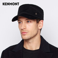 卡蒙（Kenmont）冬季保暖平頂帽男戶外百搭棉燈芯絨男士秋冬鴨舌帽2121 黑色 均碼 可調(diào)節(jié)58cm