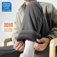 JEANSWEST LIFE真維斯美式休閑褲男秋冬季加絨加厚雪尼爾潮牌長褲男士直筒褲子