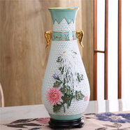 新中式臺面陶瓷花瓶潮州通花藝術(shù)品擺件家居工藝品客廳裝飾品送禮 小吉祥花瓶