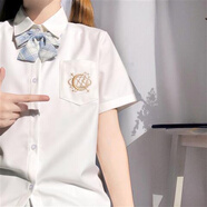 宜蕓狐（YIYUNHU）2025夏新款日系JK·制服鯨思月刺繡方領(lǐng)學(xué)院風(fēng)短袖襯衫少女上衣BBA 星鯨落奶白色單件襯衣 S