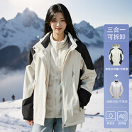 JEEP SPIRIT吉普沖鋒衣外套女冬季三合一加絨風(fēng)衣女士戶(hù)外防風(fēng)登山滑雪服裝男 白色【女款】 L 【女款95-110斤/男款100-120斤】