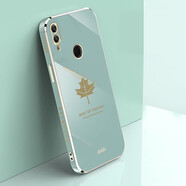 品美廉 華為榮耀8x手機殼Honor保護套 JSN-AL00a楓葉直邊電鍍軟殼全包防摔硅膠殼 適用于 薄荷綠+鋼化膜