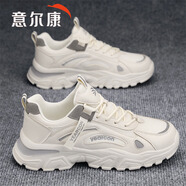 意爾康男鞋2025新品舒適運(yùn)動(dòng)鞋子男百搭跑步鞋網(wǎng)面厚底增高休閑老爹鞋男 米白 44 標(biāo)準(zhǔn)尺碼