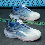 361°旋轉紐扣男童鞋春秋2023新款時(shí)尚夜光運動(dòng)鞋中大童防滑減震跑 天藍 天藍 40 碼