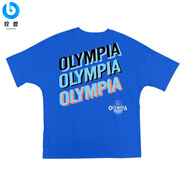 牧獸新款?yuàn)W賽短袖半袖男大碼吸汗寬松Olympia健身跑步籃球訓(xùn)練T恤 藍(lán)色2 L