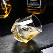 億特藍(lán)（YITELAN）玻璃杯子菱形玻璃水杯高顏值果汁飲料杯辦公茶杯涼水杯六角啤酒杯 菱形透明款300毫升（2個(gè)裝）