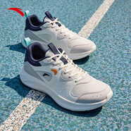 安踏（ANTA）男鞋運動(dòng)鞋男新款純黑跑步鞋皮面防水輕便減震鞋 象牙白/一度灰/新墨水藍-1 39