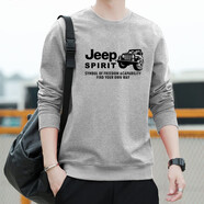 JEEP SPIRIT衛(wèi)衣男春秋新品男士大碼純色長袖圓領(lǐng)T恤運動休閑時尚棉質(zhì) 春秋款 灰色 6527 M （建議90-100斤）
