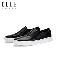 ELLE HOMME休閑鞋款透氣樂(lè)福鞋牛皮一腳蹬系列休閑皮鞋開(kāi)車鞋豆豆鞋 黑色HJH94173640 38 偏大建議拍下一碼