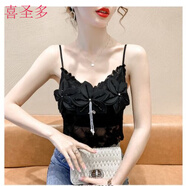 喜圣多蕾絲吊帶內(nèi)搭女裝夏季韓版重工蕾絲吊帶百搭外穿個(gè)性超仙上衣 黑色 M 80-105斤