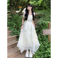 億梵莎（YIFANSHA）法式茶歇連衣裙夏季2024新款溫柔風(fēng)氣質(zhì)設計感方領(lǐng)收腰顯瘦夏天裙 圖片色 均碼（可備注碼數）
