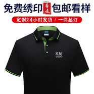 鴻隆印 工作服定制t恤印logo企業(yè)文化廣告衫定做廠服刺繡polo 黑色 XL