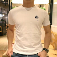AF【100%純棉透氣】夏季美國(guó)af男士短袖t恤潮流百搭圓領(lǐng)打底衫體恤 白色刺繡 XL碼建議155-165斤穿