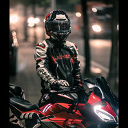 杜漢（DUHAN）D-2168摩托車(chē)騎行服男女四季款賽車(chē)服越野機車(chē)皮衣秋冬紅白男3XL