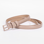 紫心竹真皮皮帶女裝飾裙子細腰帶女簡(jiǎn)約百搭本命年紅腰帶針扣OL職業(yè)通勤西褲褲帶 卡其色