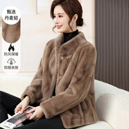 俞兆林（YUZHAOLIN）媽媽皮草外套秋冬裝2025新款秋裝中老年女裝冬季貂絨時(shí)尚高貴大衣 卡其色-實(shí)物顏色偏深 加厚 XL 建議120-135斤