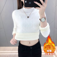 耿銳（gengrui）加絨加厚毛衣女秋冬季新款百搭女士保暖長袖修身半高領(lǐng)針織打底衫 白色【加絨加厚】 XL _建議110-120斤