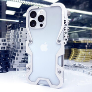 龍豈蘋果16手機殼iPhone16promax金屬邊框保護套機甲全包防摔定制ip16plus實木夏天透氣散熱磁吸外殼硬 【RJ56】手臂【全金屬】銀色 蘋果16 Pro Max