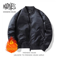 MADNESS HOUSE余文樂(lè)潮牌棒球服男重工飛行員機(jī)車服防水機(jī)能工裝休閑夾克外套 2216-黑色（加絨款） 3XL （推薦體重165-180斤）