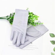 拼搏奇人夏季短款繡花手套氨綸防曬彈力開(kāi)車(chē)刺繡薄款女禮儀跳舞珠寶白手套 灰色