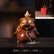 銅鳥創(chuàng)意陶瓷倒流香爐擺件可愛小狗吐煙香薰?fàn)t個性茶道趣味裝飾小青蛙 小憨狗[褐色]倒流香擺件+禮盒