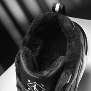 喬丹格蘭男鞋冬季加絨保暖運(yùn)動休閑鞋雪地靴男皮面小白鞋防水防滑加大棉靴 黑白（棉鞋） 44