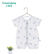 小青龍童裝新款短袖連體爬服新生兒哈衣寶寶圓領(lǐng)豎領(lǐng)娃娃套裝 藍小貓 66cm (3-9個(gè)月/建議59-66cm)