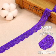 TTT彩色彈力蕾絲衣服花邊布料手工DIY配飾花邊服裝蕾絲邊輔料裝飾 16#紫色 一份2米【寬2.5cm】