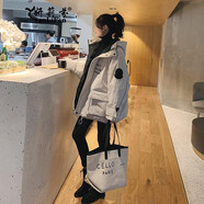 妍莉芬冬季工裝羽絨棉服女2024年新款寬松棉衣女潮韓版連帽加厚棉襖外套 灰白色 M(建議100-115斤)