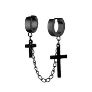 非主流個(gè)性韓版十字架耳釘無(wú)耳洞鈦鋼耳環(huán)耳夾男女吊墜 B款 一個(gè)耳洞佩戴（黑色） 單只裝