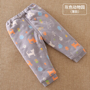 豆苗兒嬰兒棉褲子男女寶寶純棉加厚棉褲嬰幼兒童內穿夾棉保暖褲秋冬季 灰色動(dòng)物園（輕薄款） 100碼推薦年齡2-3歲
