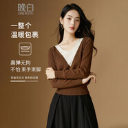 晚白雅丹風(fēng)針織衫女2025秋季新款時(shí)尚洋氣上衣撞色百搭內搭毛衣 棕色 L