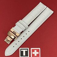 聚優(yōu)藍 聚優(yōu)藍適用于天梭1853海浪系列T02原裝皮帶 T023210a T097T95原廠(chǎng)真皮表帶 白色+玫瑰金色表扣（質(zhì)保一年） 14mm
