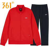 361°運動(dòng)套裝女25春秋季款開(kāi)衫衛衣運動(dòng)服女裝立領(lǐng)開(kāi)襟外套二件套 中國紅 S