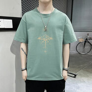 A21以純04夏季00純棉短袖T恤港風(fēng)寬松T恤純棉半袖男純 淺綠色 XL