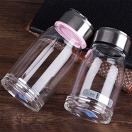 諾巖   玻璃杯便攜水晶簡約男女單層耐熱隨手帶蓋大容量茶杯水杯子 小號300ML黑色手提