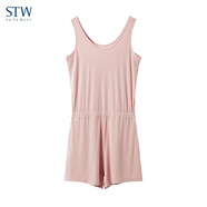 STW.SOTOWELL夏薄無(wú)袖背心連體褲女莫代爾高級感家居服短褲可出門(mén)連身睡衣 WH017-櫻花彩 M