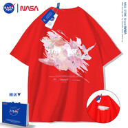 NASA STONE聯(lián)名短袖t恤男夏季新款潮流寬松純棉學(xué)生百搭上衣半袖情侶裝夏裝 涂鴉鴿子 紅色 XL 推薦體重130-150斤