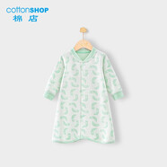 棉店嬰兒睡袍春秋純棉兒童家居服冬薄款睡裙防踢護肚寶寶睡衣秋裝 草綠色 73