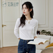 艾路絲婷打底衫女秋冬2023新款彈力修身長(zhǎng)袖t恤內(nèi)搭正肩顯瘦31711 白色 L