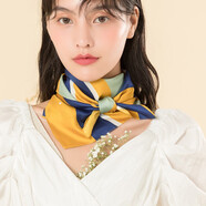 杭絲路真絲絲巾女中方巾桑蠶絲撞色條紋波點英倫風(fēng)絲巾老婆媽媽生日禮物 新條紋時代--黃藍