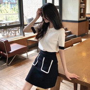 miss nitaly 夏季新款女氣質(zhì)法式初戀小眾連衣裙子小個子冰絲針織顯瘦兩件裝 黑色 M