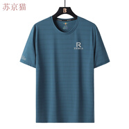 蘇京貓L-8XL夏季男冰絲短袖圓領(lǐng)T恤速干印花運(yùn)動(dòng)短T體恤加肥大碼男裝T恤 烏蘭 L (適合100-115斤 左右)