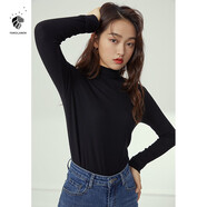 范思藍(lán)恩范思藍(lán)恩204303半高領(lǐng)打底衫女秋冬百搭修身針織上衣緊身內(nèi)搭毛衣 黑色  XL