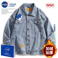 NASAGOOD官方男裝潮牌牛仔外套男春秋款美式復(fù)古休閑夾克男士工裝上衣服男 NA11藍(lán)色【加絨款】 XL （建議150-170斤）